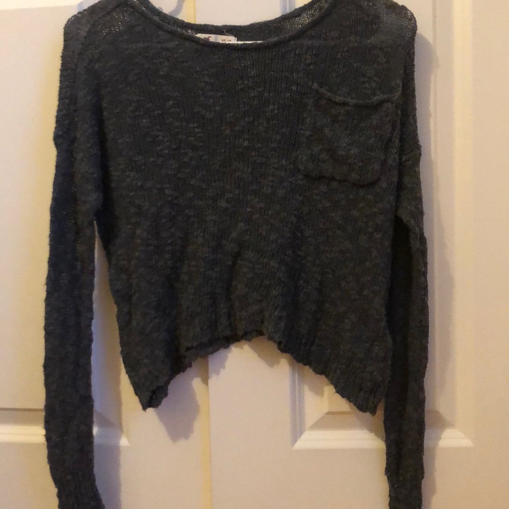 Dark Gray, cropped, light sweater
